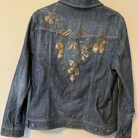 Coldwater Creek Embellished Beaded Denim Jean Jacket 14 - Picture 2 of 12